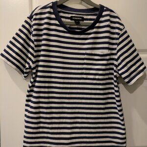 Nordstrom Black-White Short Sleeve Stripe Cotton Shirt Boys Size M(8-10)